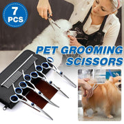 7PCS Pet Grooming Scissors Set Straight Curved Dog Cat Cutting Thinning Shears V528-MH00410-7PCS-662815
