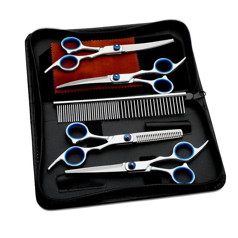 7PCS Pet Grooming Scissors Set Straight Curved Dog Cat Cutting Thinning Shears V528-MH00410-7PCS-662815