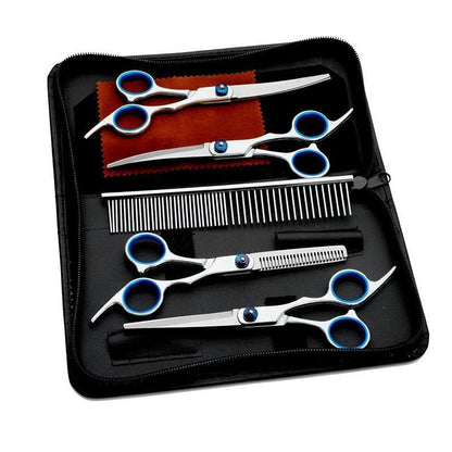 7PCS Pet Grooming Scissors Set Straight Curved Dog Cat Cutting Thinning Shears V528-MH00410-7PCS-662815