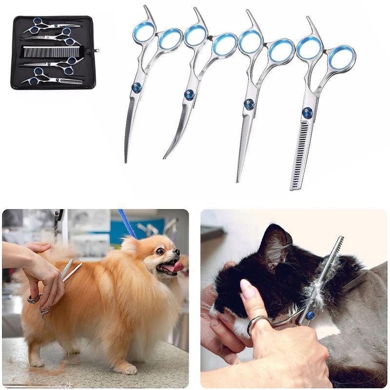 7PCS Pet Grooming Scissors Set Straight Curved Dog Cat Cutting Thinning Shears V528-MH00410-7PCS-662815