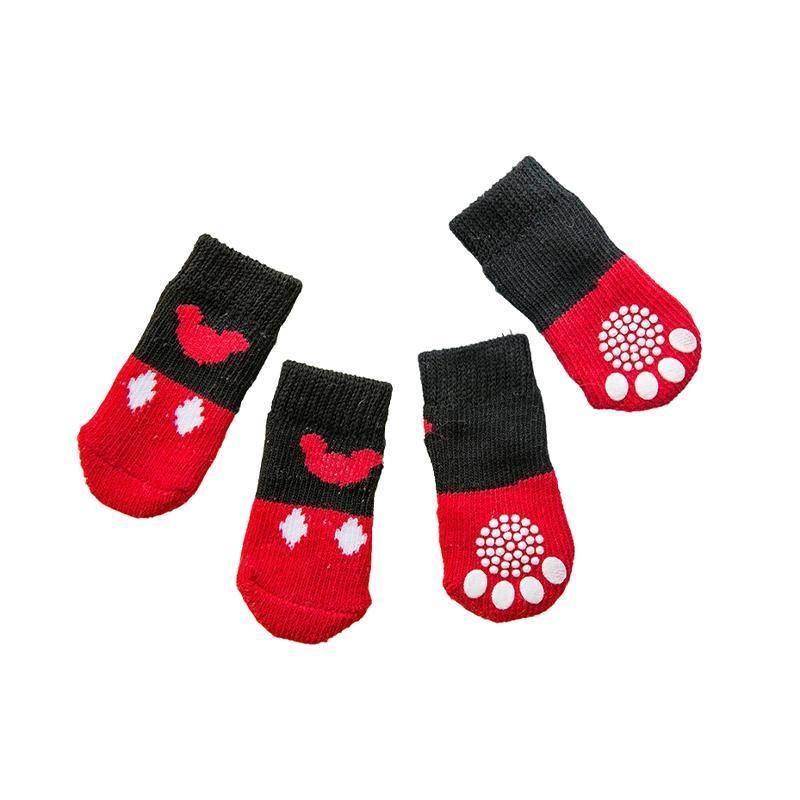 Dog Socks Non-Slip Grip Slip Anti-Slip - Puppy Cat Pet Shoes Slippers S Size - Red Mickey V528-MH00419-HSMQ-S-496899