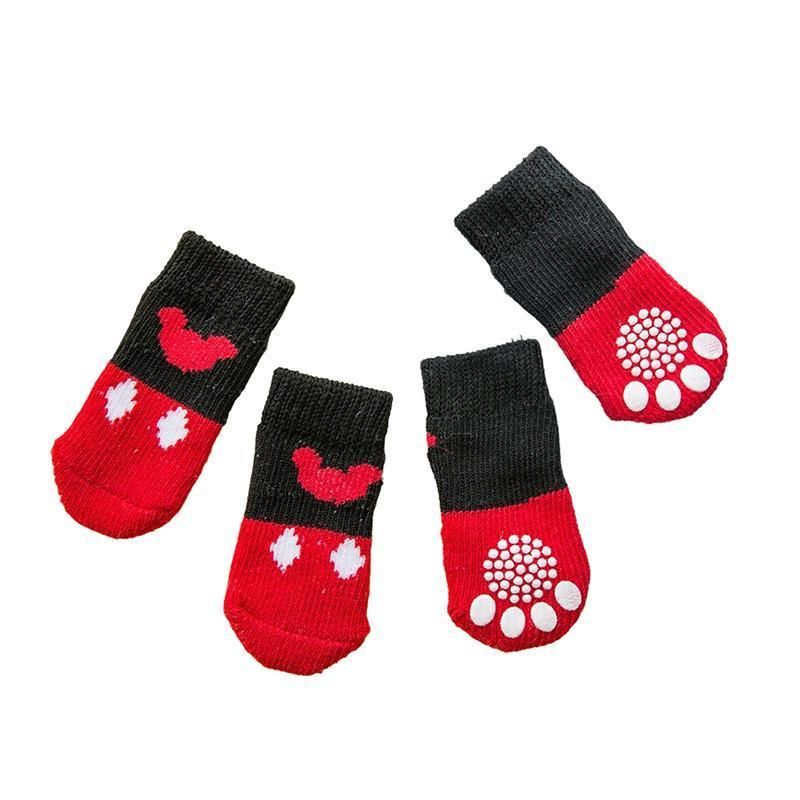 Dog Socks Non-Slip Grip Slip Anti-Slip - Puppy Cat Pet Shoes Slippers M Size - Red Mickey V528-MH00420-HSMQ-M-461315