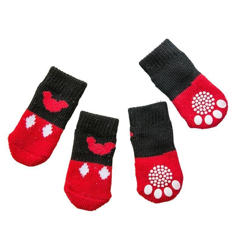 Non Slip Pet Socks for Dogs and Cats Knitted Paw Protector with Grips L Size - Red Mickey V528-MH00421-HSMQ-L-540955