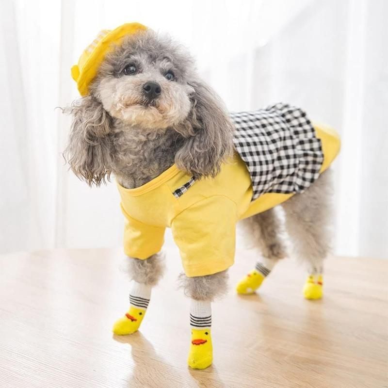 Non Slip Pet Socks for Dogs and Cats Knitted Paw Protector with Grips L Size - Blue bear V528-MH00430-LSXX-L-807351