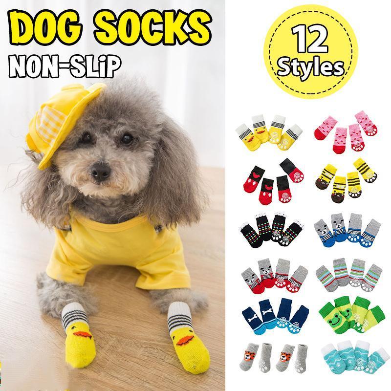 Dog Socks Non-Slip Grip Slip Anti-Slip - Puppy Cat Pet Shoes Slippers M Size - Red bear V528-MH00432-HSXX-M-210745