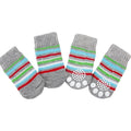 Non Slip Pet Socks for Dogs and Cats Knitted Paw Protector with Grips L Size - Grey stripes V528-MH00436-HSTW-L-814509