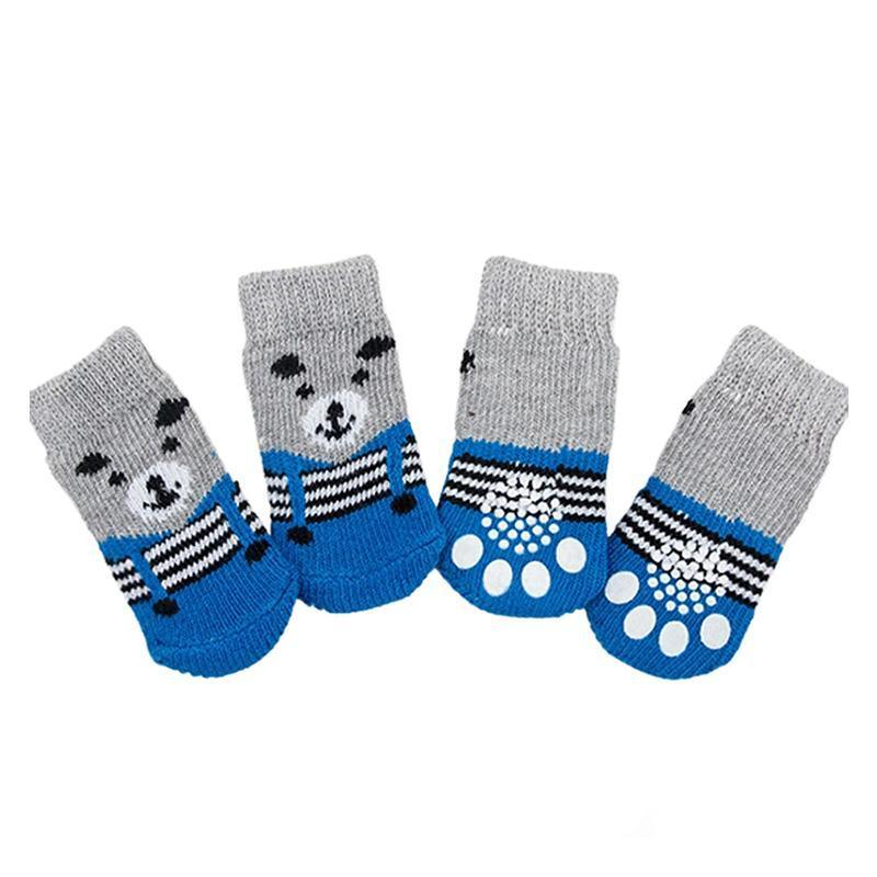 Dog Socks Non-Slip Grip Slip Anti-Slip - Puppy Cat Pet Shoes Slippers M Size - Blue bones V528-MH00438-LSGT-M-153605