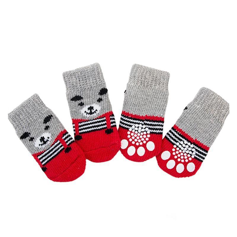 Dog Socks Non-Slip Grip Slip Anti-Slip - Puppy Cat Pet Shoes Slippers M Size - Blue bones V528-MH00438-LSGT-M-153605
