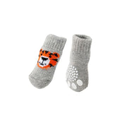 Dog Socks Non-Slip Grip Slip Anti-Slip - Puppy Cat Pet Shoes Slippers S Size - Grey tiger V528-MH00440-HSXLH-S-978909