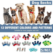Dog Socks Non-Slip Grip Slip Anti-Slip - Puppy Cat Pet Shoes Slippers S Size - Grey tiger V528-MH00440-HSXLH-S-978909