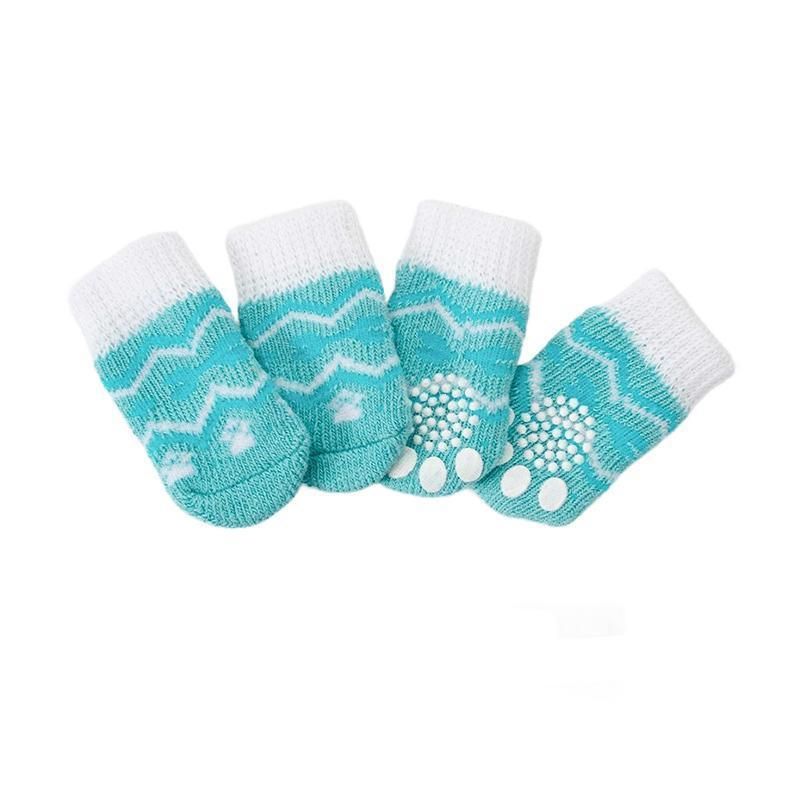 Dog Socks Non-Slip Grip Slip Anti-Slip - Puppy Cat Pet Shoes Slippers S Size - Water green ripples V528-MH00446-SLBW-S-682354