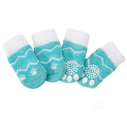 Non Slip Pet Socks for Dogs and Cats Knitted Paw Protector with Grips L Size - Water green ripples V528-MH00448-SLBW-L-266354