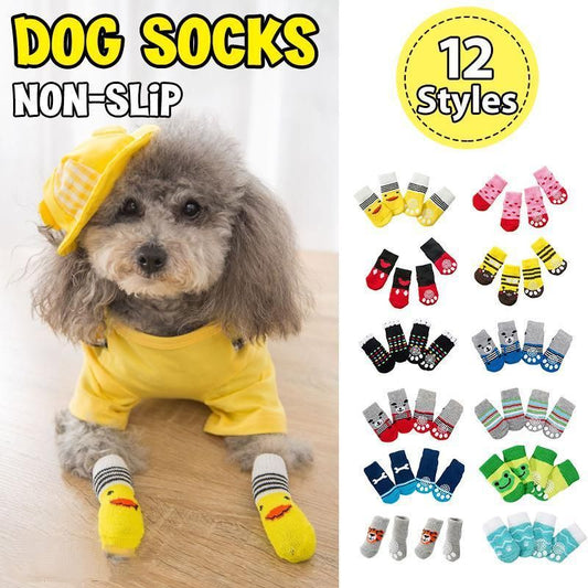 Non Slip Pet Socks for Dogs and Cats Knitted Paw Protector with Grips L Size - Water green ripples V528-MH00448-SLBW-L-266354