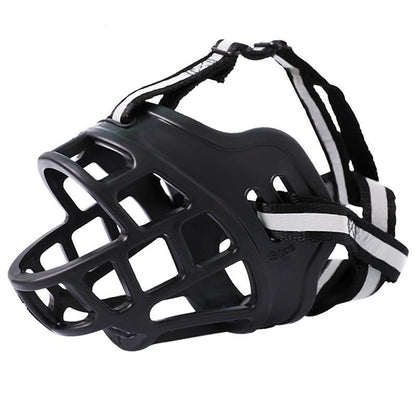 6 Sizes Adjustable Pet Dog No Bite Silicone Basket Muzzle Cage Mouth Mesh Cover - 5# V528-MH00457-05-474637