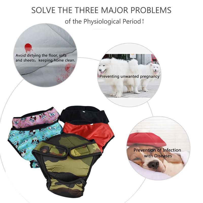 Washable Female Pet Dog Cat Nappy Diaper Physiological Pants Panties Underwear Red - XS V528-MH00459-RED-XS-555535