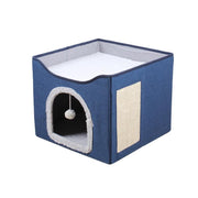 Foldable Pet Cat Calming Bed Hideaway Interactive House Nest Scratching Board - Dark Grey V528-MH00490-DARKGREY-998812