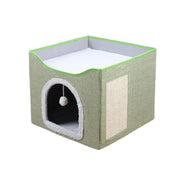 Foldable Pet Cat Calming Bed Hideaway Interactive House Nest Scratching Board - Dark Grey V528-MH00490-DARKGREY-998812