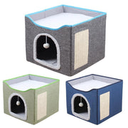 Foldable Pet Cat Calming Bed Hideaway Interactive House Nest Scratching Board - Light Green V528-MH00492-LIGHTGREEN-265320
