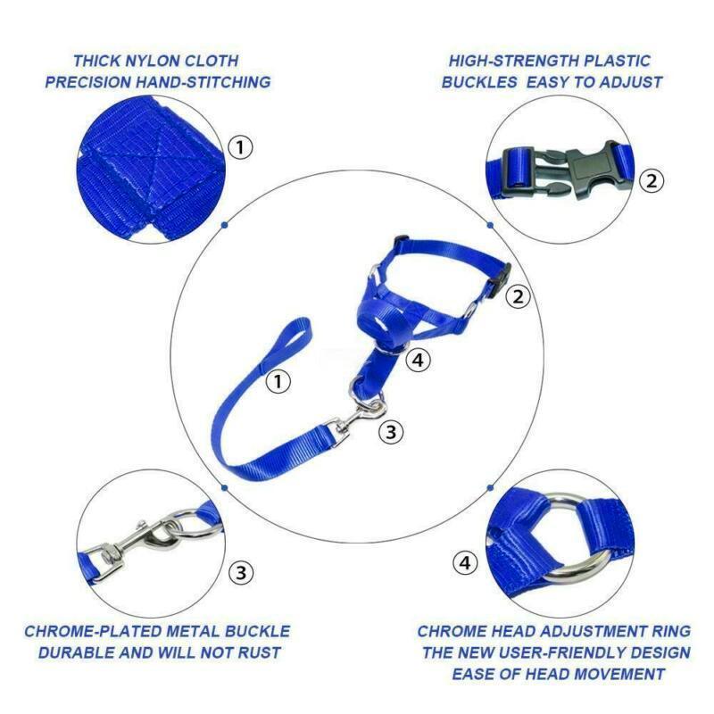 Pink Dog Training Head Collar Halter Stop Pulling Training Tool Harness Strap Leader - L V528-MH00511-PINK-L-809239