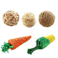 4/5PCS Pet Balls Rabbit Toys Bunny Straw Rattan Woven Chewing Ball Biting Toys - 5PCS