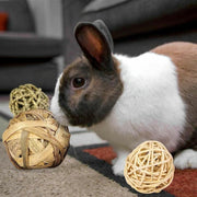 4/5PCS Pet Balls Rabbit Toys Bunny Straw Rattan Woven Chewing Ball Biting Toys - 5PCS