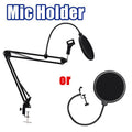 Microphone Suspension Boom Arm Desktop Stand Mic Holder Mount and Pop Filter - Mic Stand with Pop Filter V528-MICHOLDER-B-605527