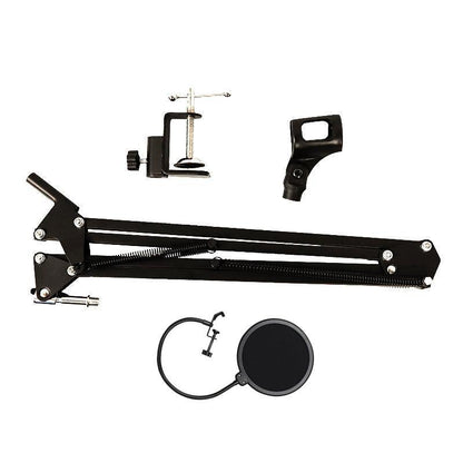 Microphone Suspension Boom Arm Desktop Stand Mic Holder Mount and Pop Filter - Mic Stand with Pop Filter V528-MICHOLDER-B-605527