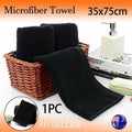 Black Cotton Towel 35x75cm Soft Thick Absorbent Bath Gym Travel Use V528-MICROFIBERTOWEL-525056