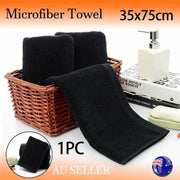 Black Cotton Towel 35x75cm Soft Thick Absorbent Bath Gym Travel Use V528-MICROFIBERTOWEL-525056