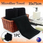 Black Cotton Towel 35x75cm Soft Thick Absorbent Bath Gym Travel Use V528-MICROFIBERTOWEL-525056