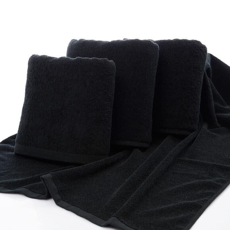 Black Cotton Towel 35x75cm Soft Thick Absorbent Bath Gym Travel Use V528-MICROFIBERTOWEL-525056