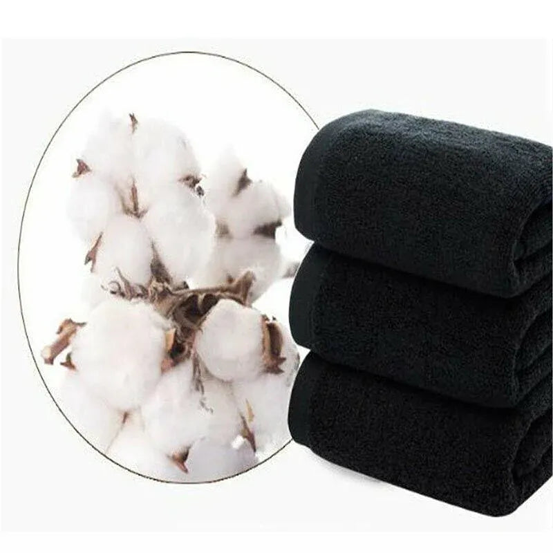 Black Cotton Towel 35x75cm Soft Thick Absorbent Bath Gym Travel Use V528-MICROFIBERTOWEL-525056