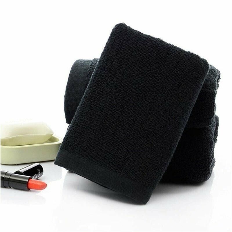 Black Cotton Towel 35x75cm Soft Thick Absorbent Bath Gym Travel Use V528-MICROFIBERTOWEL-525056