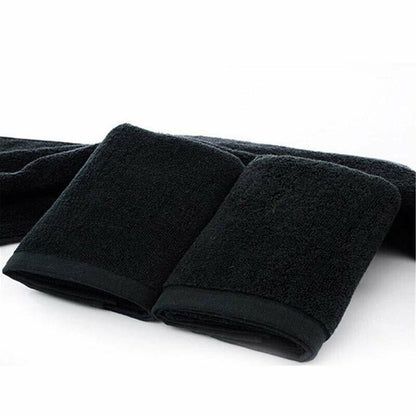 Black Cotton Towel 35x75cm Soft Thick Absorbent Bath Gym Travel Use V528-MICROFIBERTOWEL-525056