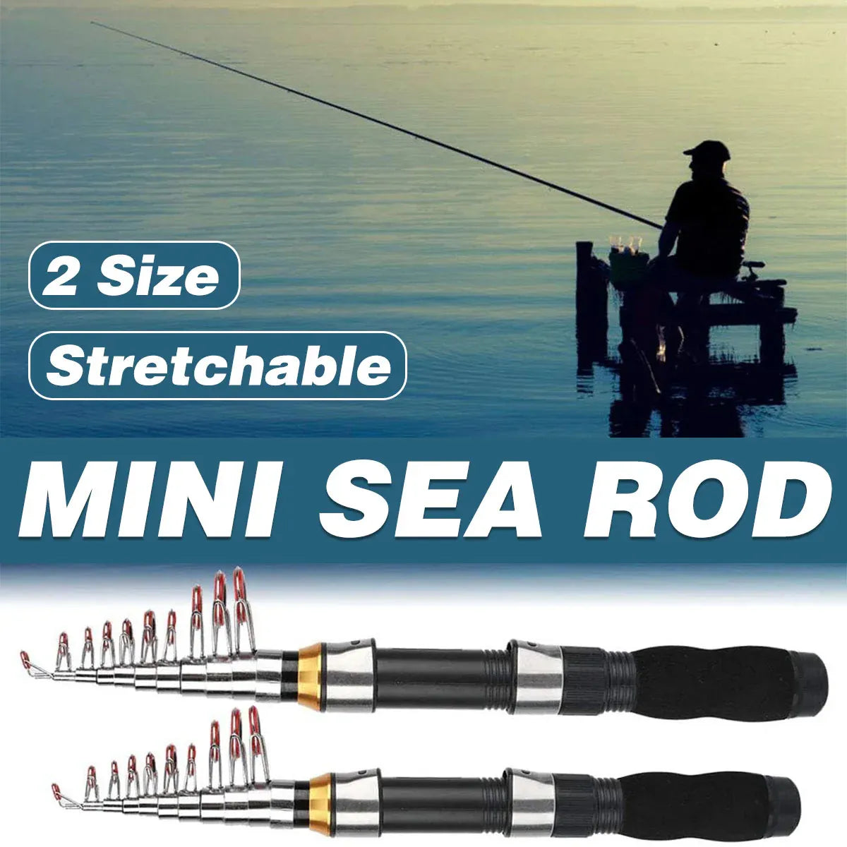 Portable Mini Fishing Rod Fishing Gear Compact Travel Rods for Outdoor Sports - 235cm V528-MINI-ROD-BLACK-230CM-861288