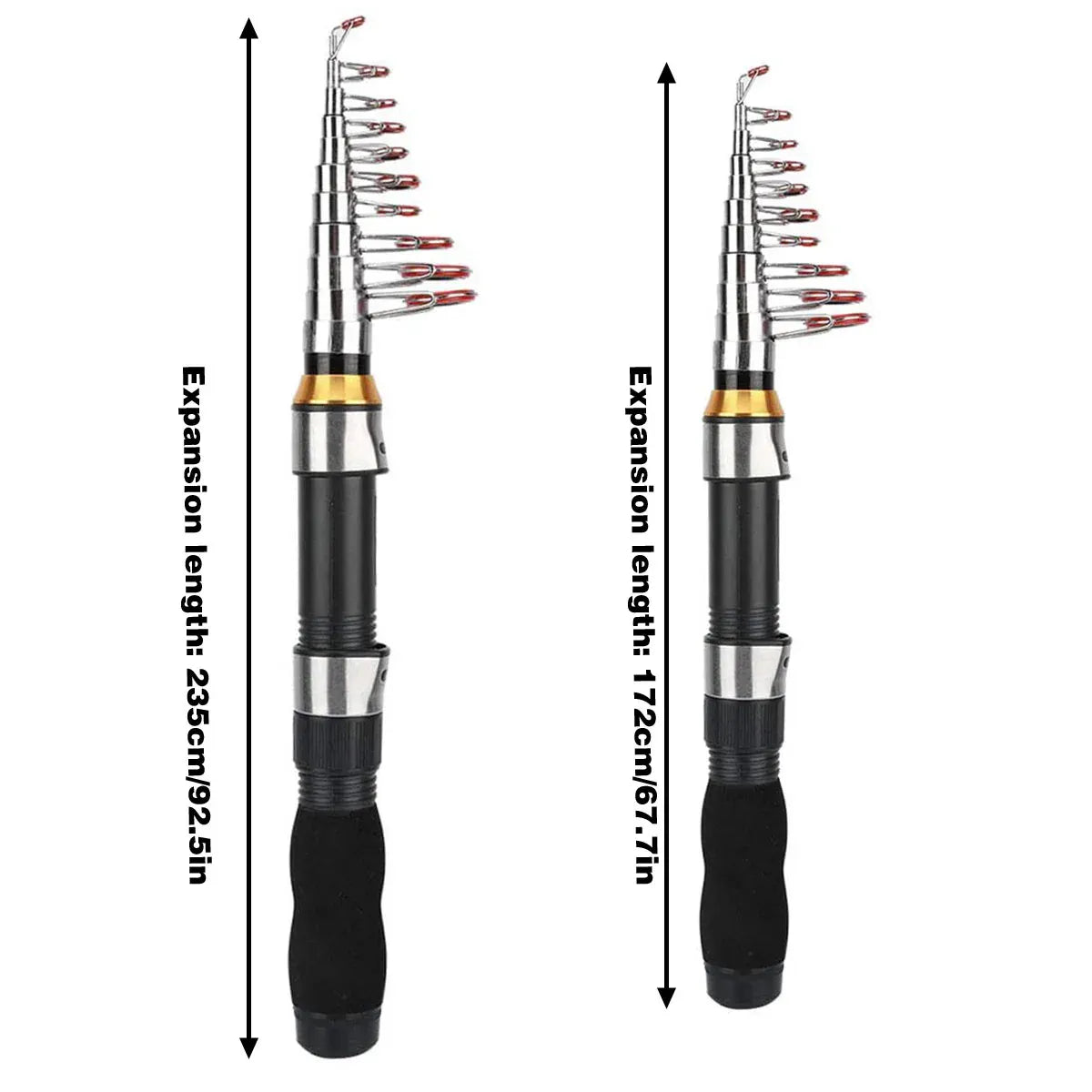 Portable Mini Fishing Rod Fishing Gear Compact Travel Rods for Outdoor Sports - 235cm V528-MINI-ROD-BLACK-230CM-861288