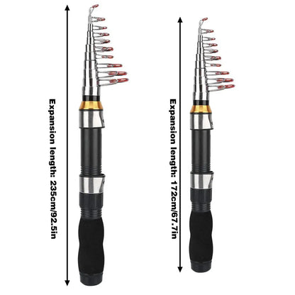 Portable Mini Fishing Rod Fishing Gear Compact Travel Rods for Outdoor Sports - 235cm V528-MINI-ROD-BLACK-230CM-861288