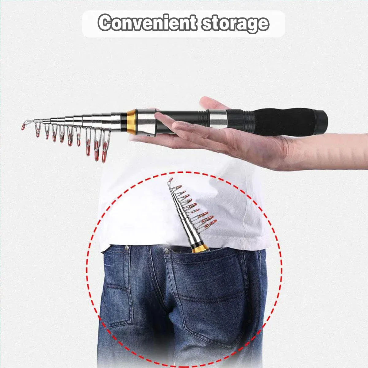 Portable Mini Fishing Rod Fishing Gear Compact Travel Rods for Outdoor Sports - 235cm V528-MINI-ROD-BLACK-230CM-861288