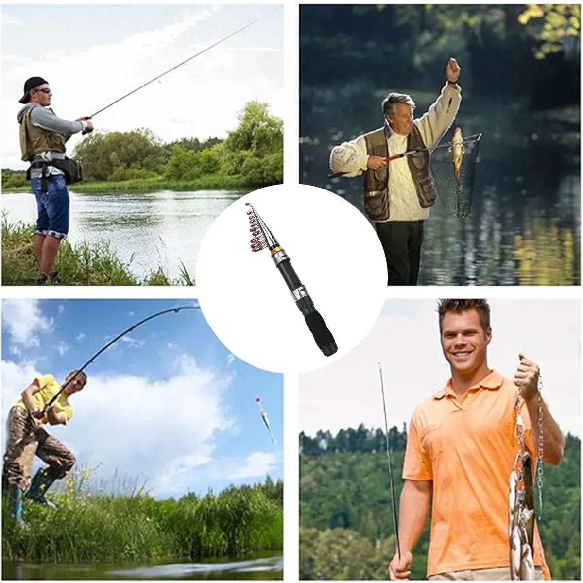 Portable Mini Fishing Rod Fishing Gear Compact Travel Rods for Outdoor Sports - 235cm V528-MINI-ROD-BLACK-230CM-861288