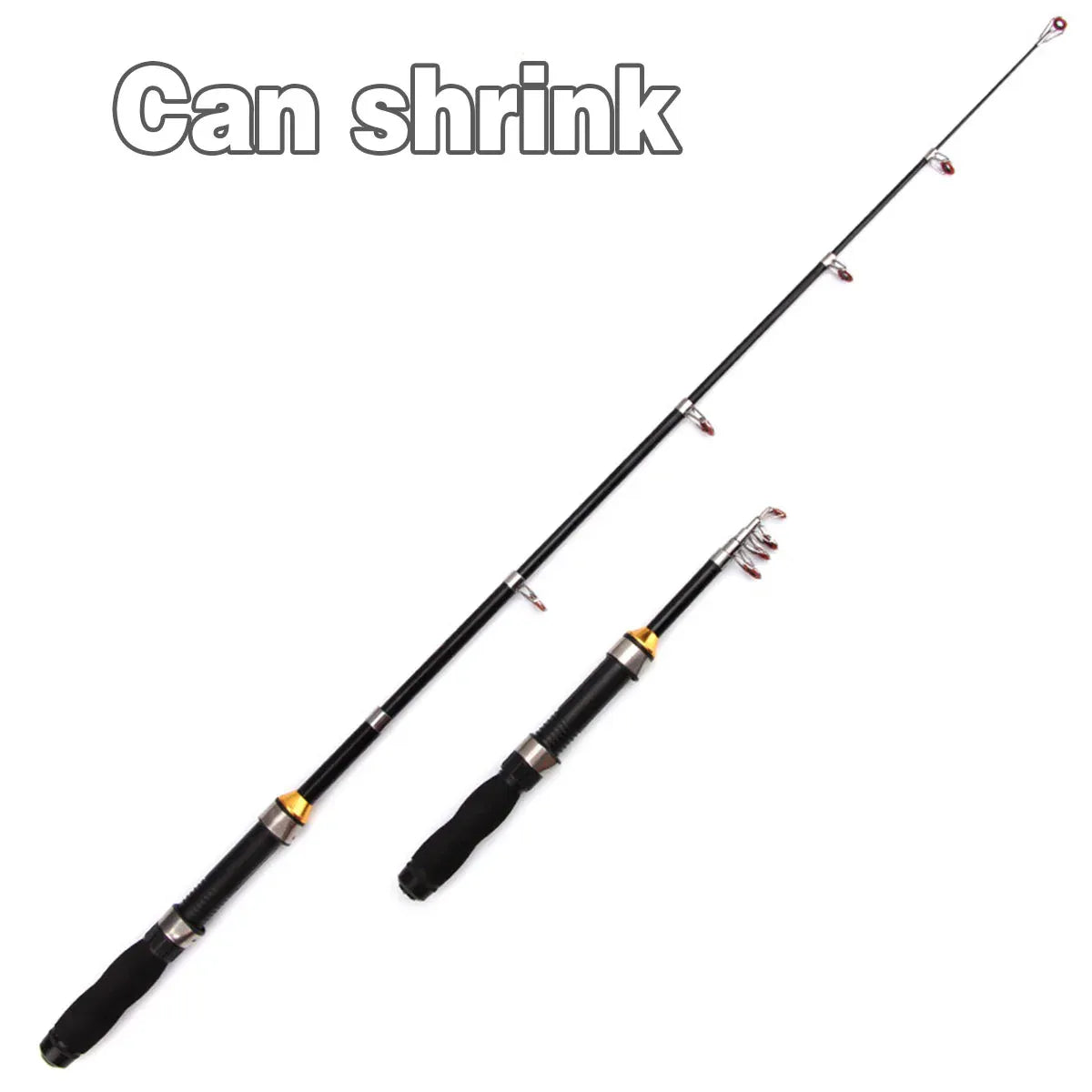 Portable Mini Fishing Rod Fishing Gear Compact Travel Rods for Outdoor Sports - 235cm V528-MINI-ROD-BLACK-230CM-861288