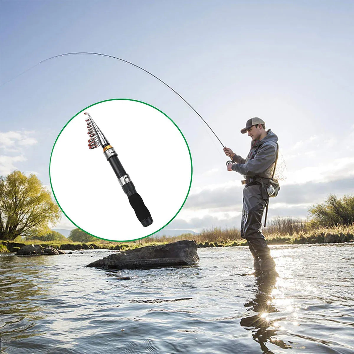 Portable Mini Fishing Rod Fishing Gear Compact Travel Rods for Outdoor Sports - 235cm V528-MINI-ROD-BLACK-230CM-861288