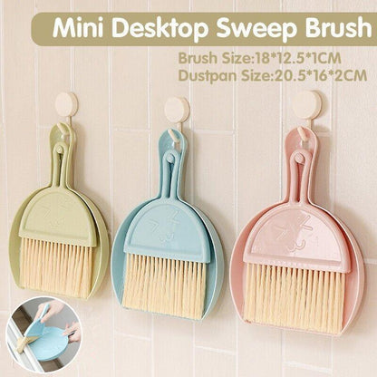 Mini Desktop Sweep Cleaning Brush Keyboard Brush Small Broom Dustpan Set - Blue V528-MINIBROOM-BLUE-73022