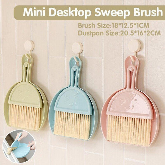 Mini Desktop Sweep Cleaning Brush Keyboard Brush Small Broom Dustpan Set - Blue V528-MINIBROOM-BLUE-73022