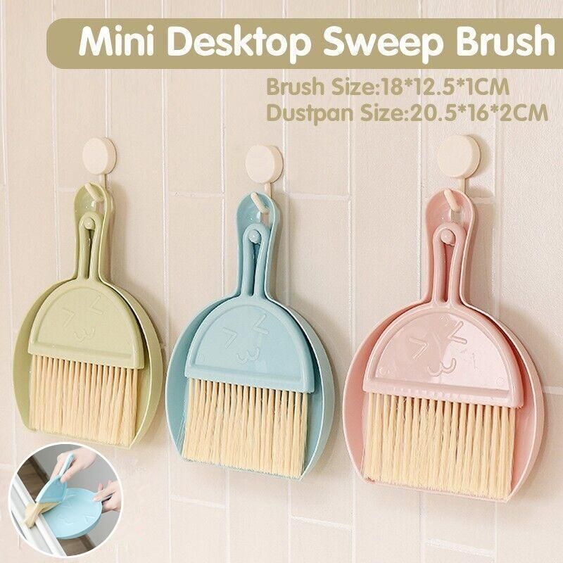 Mini Desktop Sweep Cleaning Brush Keyboard Brush Small Broom Dustpan Set - Green V528-MINIBROOM-GREEN-91678