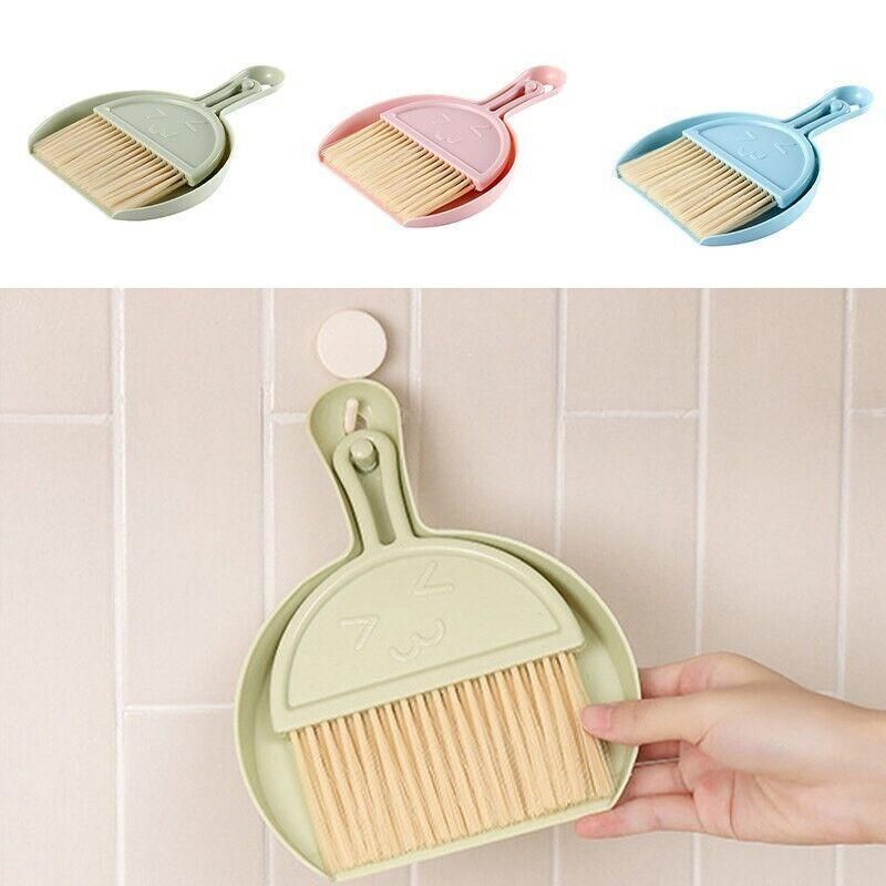 Mini Desktop Sweep Cleaning Brush Keyboard Brush Small Broom Dustpan Set - Green V528-MINIBROOM-GREEN-91678
