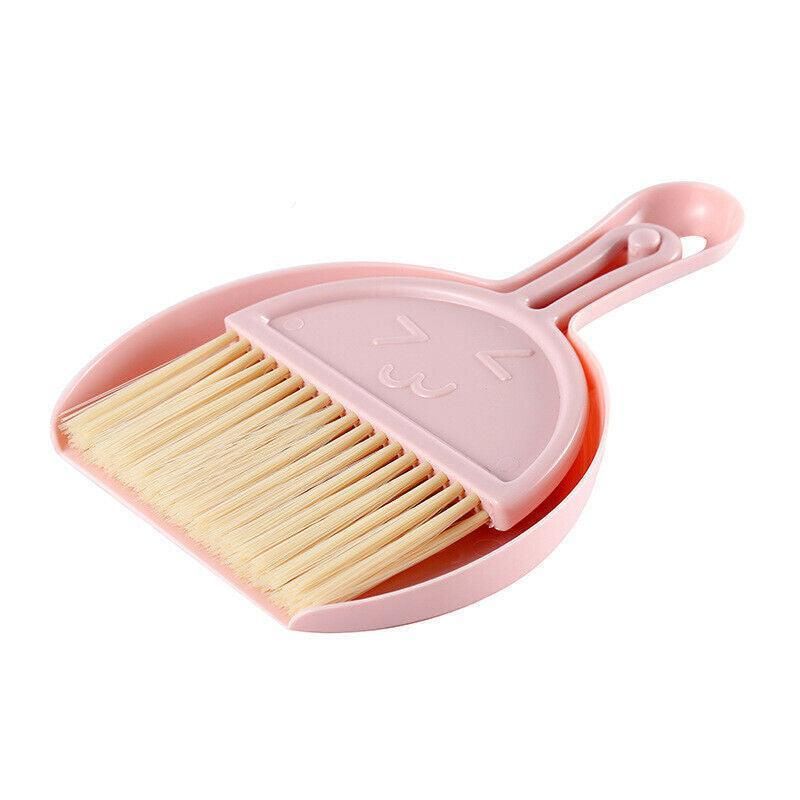 Mini Desktop Sweep Cleaning Brush Keyboard Brush Small Broom Dustpan Set - Pink V528-MINIBROOM-PINK-75435