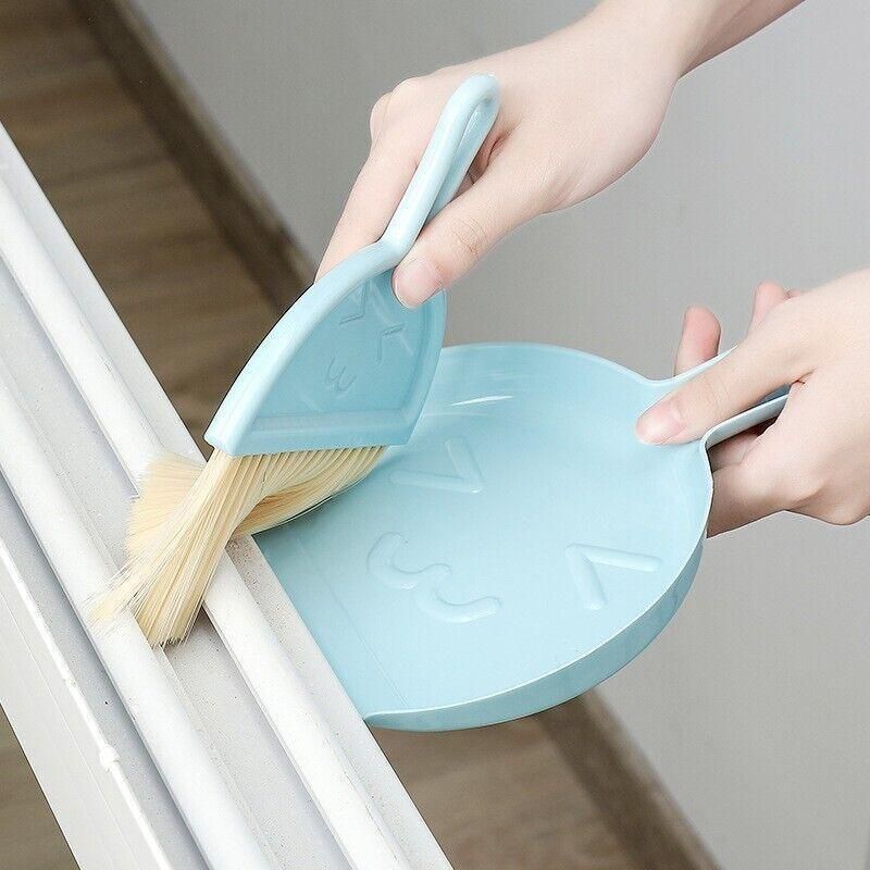 Mini Desktop Sweep Cleaning Brush Keyboard Brush Small Broom Dustpan Set - Pink V528-MINIBROOM-PINK-75435