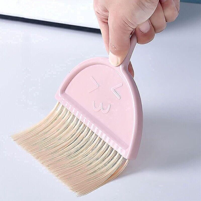 Mini Desktop Sweep Cleaning Brush Keyboard Brush Small Broom Dustpan Set - Pink V528-MINIBROOM-PINK-75435