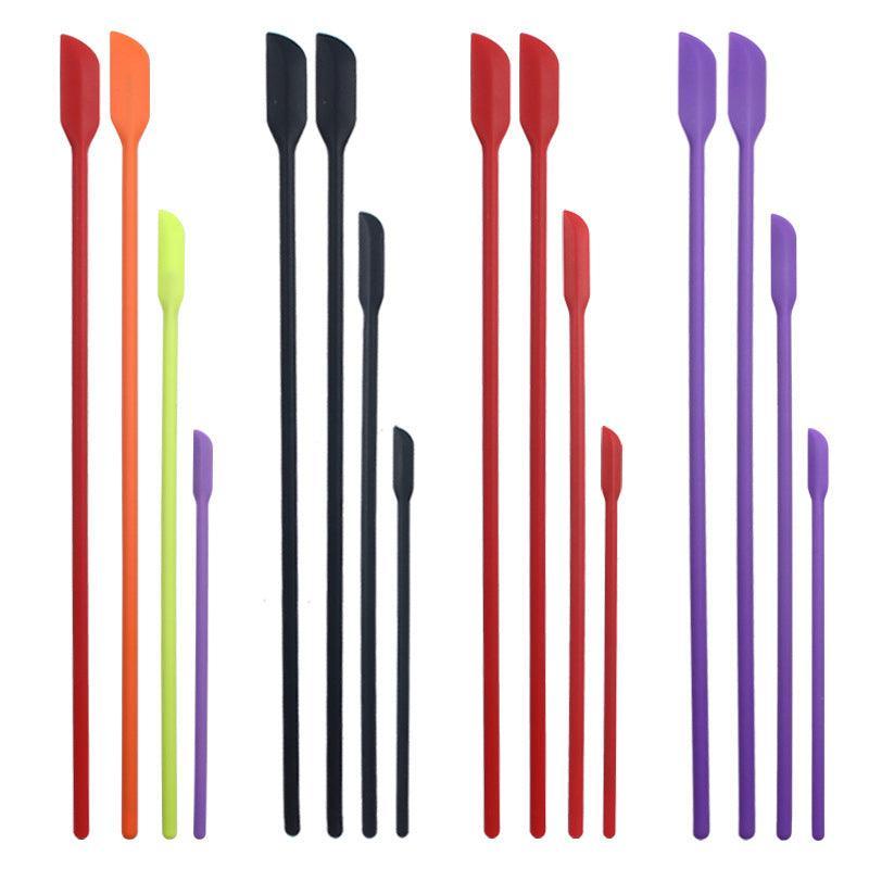4X Silicone Mini Spatula Jar Scraper Scoop Tip Long Spatula Cosmetic Bottle B8A3 - Black V528-MINISPATULA-BLACK-4PCS-49574
