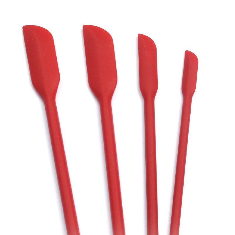 4X Silicone Mini Spatula Jar Scraper Scoop Tip Long Spatula Cosmetic Bottle B8A3 - Black V528-MINISPATULA-BLACK-4PCS-49574